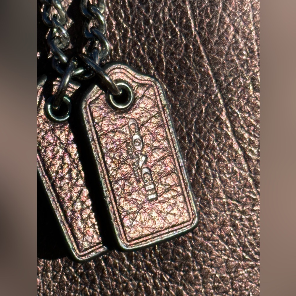 Coach Mercer Satchel 24 Metallic Leather Crossbody Handbag Dark Bronze - Picture 4 of 14